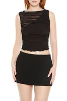 Mesh Lettuce-Edge Crop Top