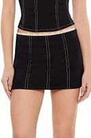 Ponte Knit Lace-Trim Mini Skirt