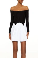 Off-the-Shoulder Combo Mini Dress