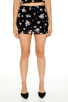 Floral Print Mesh Mini Skirt