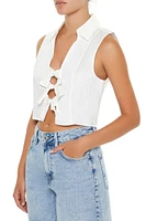 Bow Open-Front Crop Top