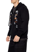 Embroidered Floral Zip-Up Hoodie