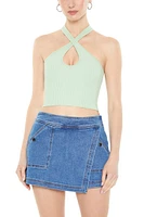Sweater-Knit Crisscross Halter Top