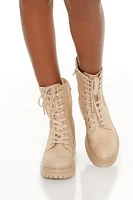 Faux Suede Combat Booties