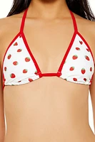 Strawberry Halter Triangle Bikini Top