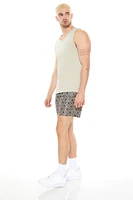 Geo Print Drawstring Swim Trunks