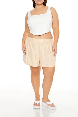 Plus Linen-Blend Shorts