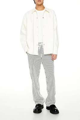 Linen-Blend Pinstriped Pants