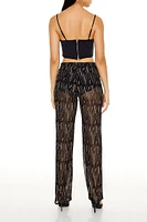 Glitter High-Rise Straight Pants