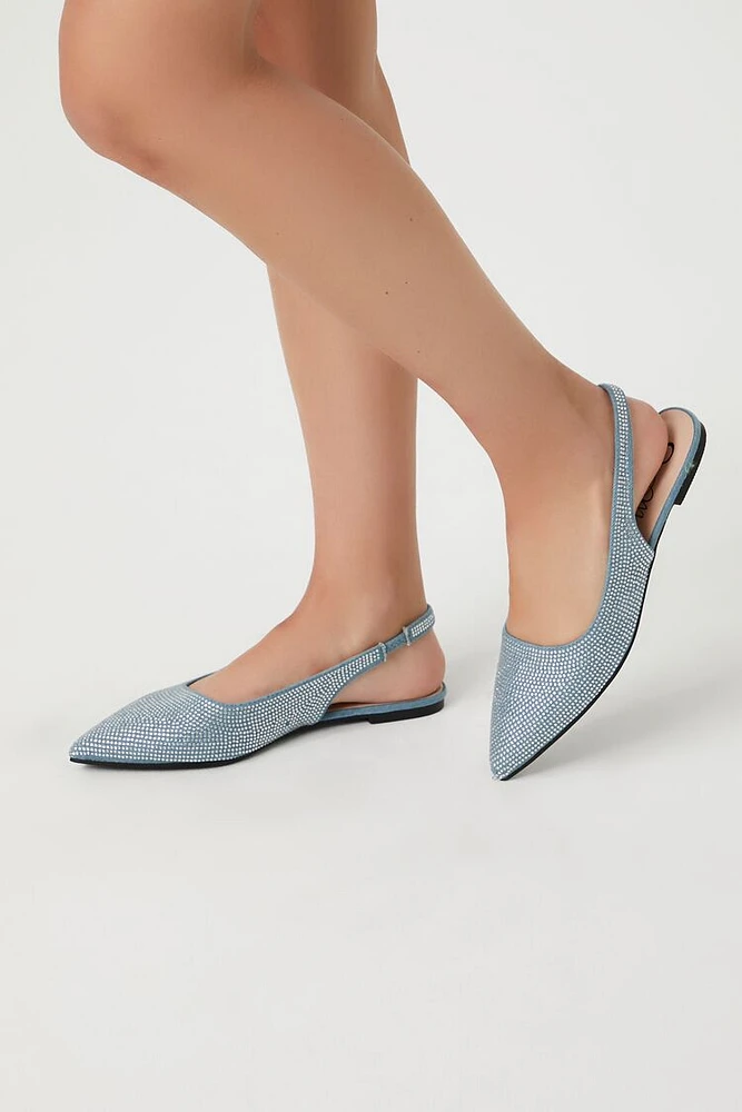 Denim Rhinestone Slingback Mules