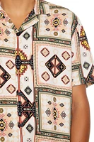 Geo Print Cuban-Collar Shirt