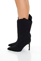 Faux Suede Stiletto Cowboy Booties