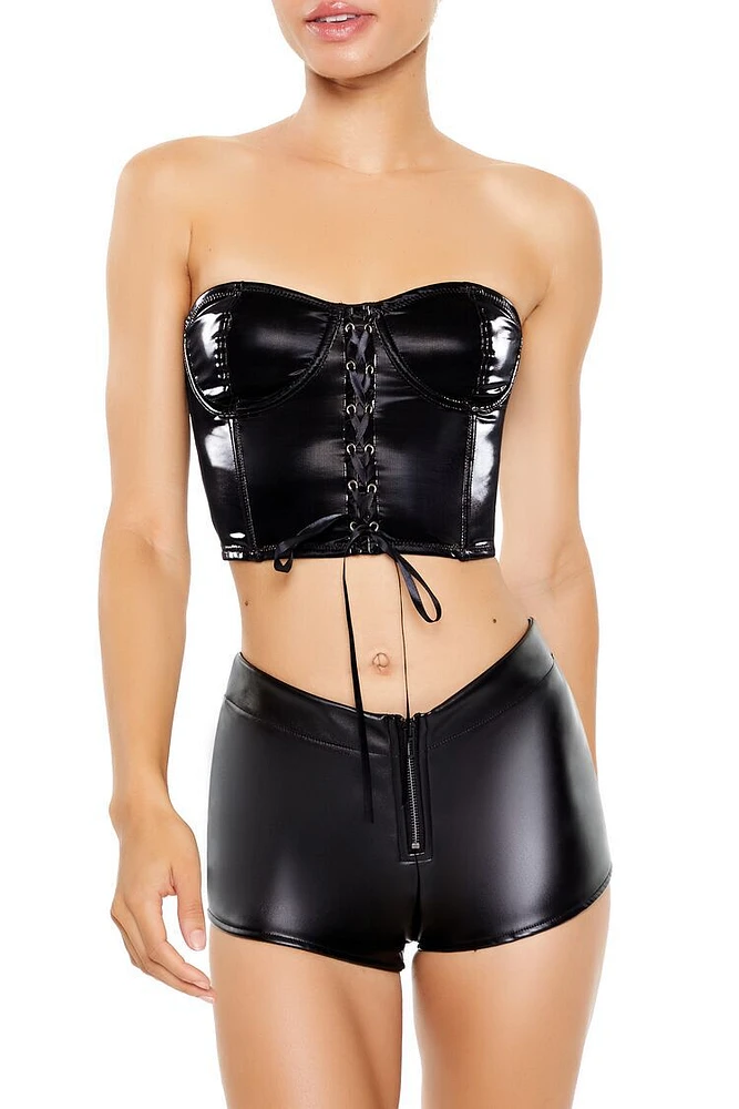 Faux Leather Lingerie Tube Top