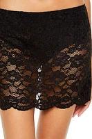 Sheer Lace Scalloped Mini Skort