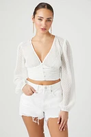 Ruched Clip Dot Crop Top
