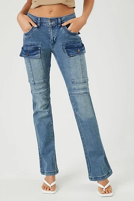 Stretch-Denim Cargo Bootcut Jeans