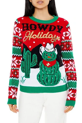 Howdy Holidays Cactus Snowman Sweater