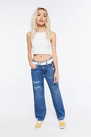 Distressed Straight-Leg Jeans