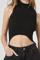 Sweater-Knit Mock Neck Crop Top
