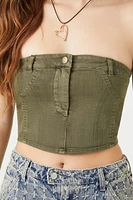 Cropped Twill Tube Top