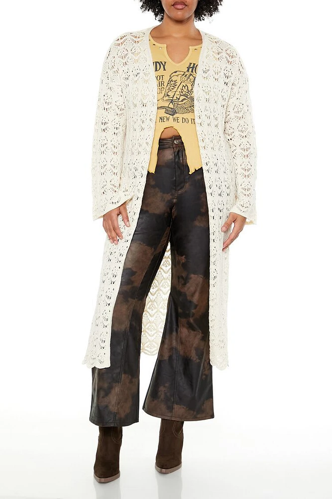 Plus Longline Crochet Kimono