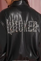 Wicked Rhinestone Faux Leather Jacket