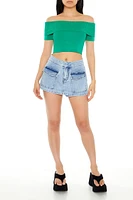 Sweater-Knit Off-the-Shoulder Crop Top