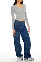 Mid-Rise Wide-Leg Cargo Jeans