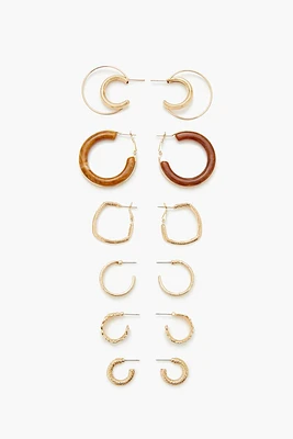 Faux Stone Hoop Earring Set