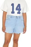 Plus Distressed Denim Shorts