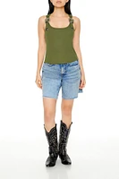 Buckle Rib-Knit Tank Top