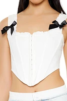 Bow Ruffle-Trim Corset Crop Top