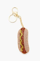 Rhinestone Hotdog Keychain