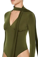 Plunging Scarf Bodysuit