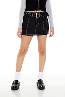 Belted Twill Cargo Mini Skirt