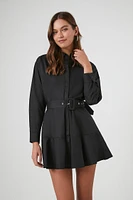 Poplin Belted Mini Shirt Dress