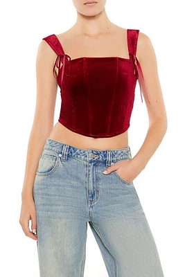 Velvet Bow Bustier Crop Top