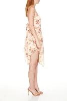 Tie-Back Floral Print Mini Dress