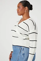 Plus Surplice Striped Sweater