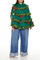 Plus Size Christmas Tree Poncho