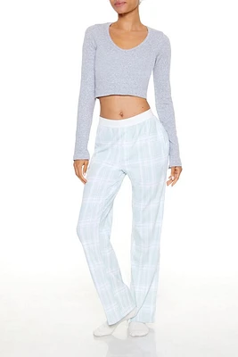 Plaid Straight-Leg Pajama Pants