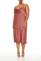 Plus Satin Slip Midi Dress