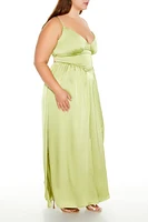 Plus Satin Y-Back Maxi Dress