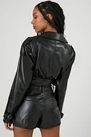 Cropped Faux Leather Jacket