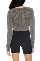 Cropped Mineral Wash Cardigan Sweater