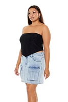 Plus Cropped Eyelet Tube Top