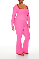 Plus Lace-Trim Flare Leggings