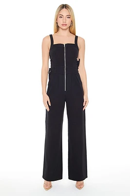 Cutout Zip-Up Denim Jumpsuit