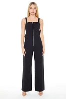 Cutout Zip-Up Denim Jumpsuit