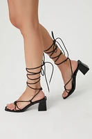 Strappy Lace-Up Block Heels